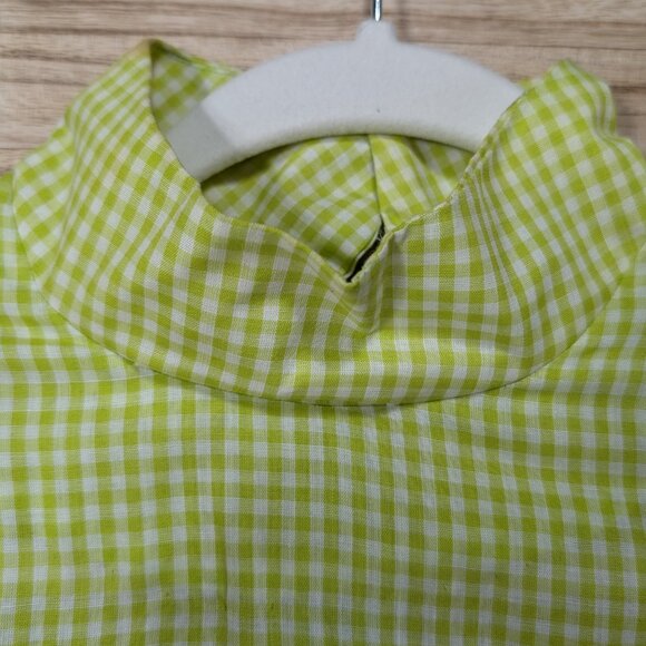 VINTAGE HOMEMADE Green Gingham Maxi Dress with Lace Detail - Picture 4 of 9